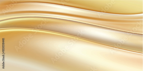 Elegant golden silk fabric featuring a smooth, flowing wave pattern for a luxurious textile backdrop design