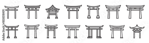 Torii Gate Icon Vector Illustration for Japanese Architecture, Culture, and Landmark Design.