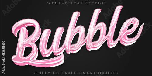 Bubble Gum Sweet Candy Bubble Gum Gummy  Vector Fully Editable Smart Object Text Effect