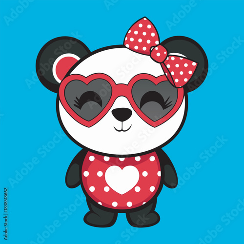  A cute panda wearing heart shaped red sunglasses 2