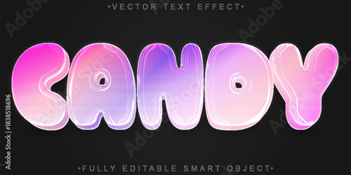 Candy Sugar Gum Sweet Treat Vector Fully Editable Smart Object Text Effect
