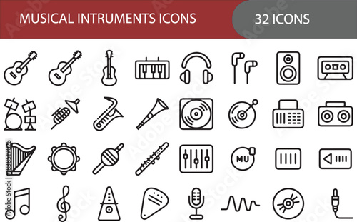 Musical Instruments and Audio Equipment Icons