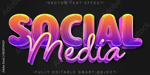 Social Media Digital Content Vector Fully Editable Smart Object Text Effect