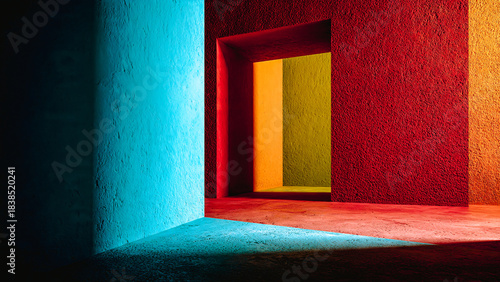 Architecture moderne colorée, porte