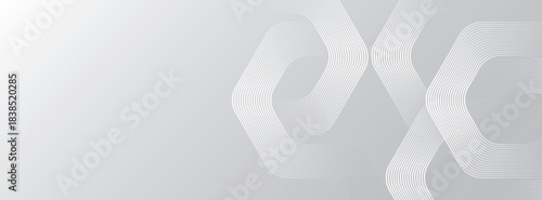 Hexagon white gray wave light technology texture background. Abstract big data digital concept simple art modern abstract