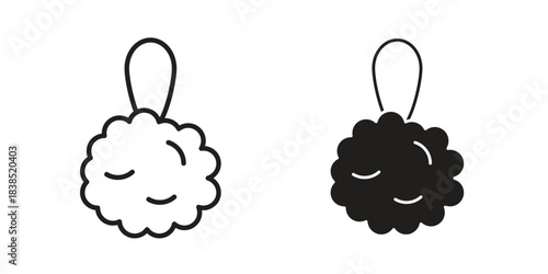 Shower sponge ball icon line illustration background. icon concept vector
