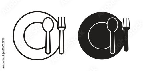 Spoon and Fork icon line illustration background. icon concept vector