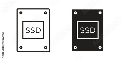 SSD drive icon line illustration background. icon concept vector