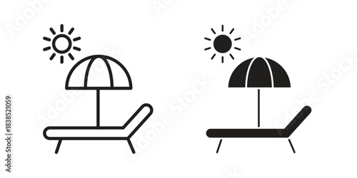 Sun bed icon line illustration background. icon concept vector