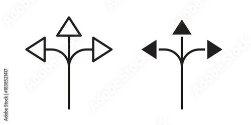 Three directions icon line illustration background. icon concept vector