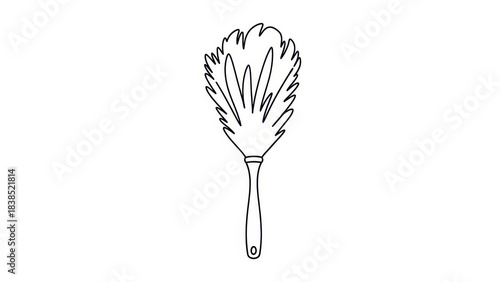 black and white feather duster cleaning clip art preview