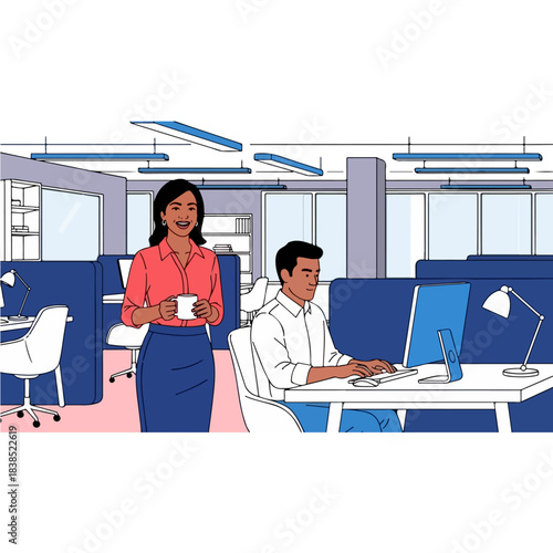 young employee in a office