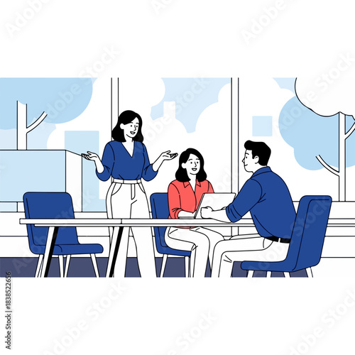 young man & woman in office meeting