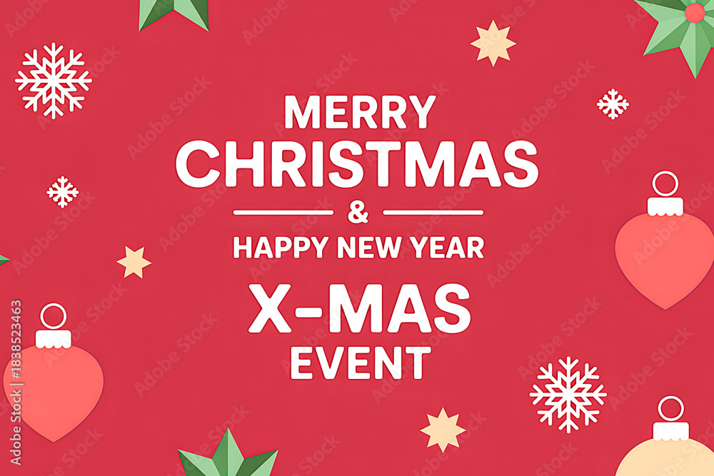 Naklejka premium Merry christmas and happy new year x-mas event festive banner