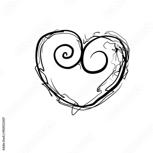 Artwork shows a simple heart shape made from curved lines on a plain background