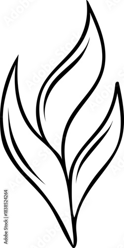 Simple black and white icon set as a doodle, seaweed in sketch style representing underwater marine vegetation. Minimalist illustration for ocean life themes