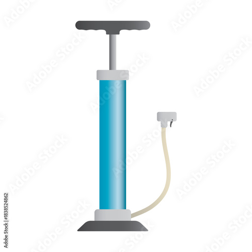 Air pump. Bicycle pump. Mechanical device for pumping. Vector illustration isolated on white background.