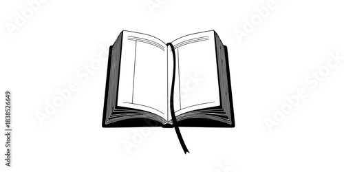 Open Book Wine List Spirits Menu Vector Silhouette