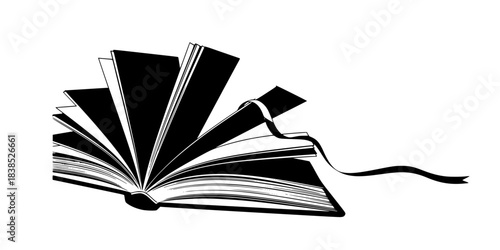 Open Book Wine List Spirits Menu Vector Silhouette