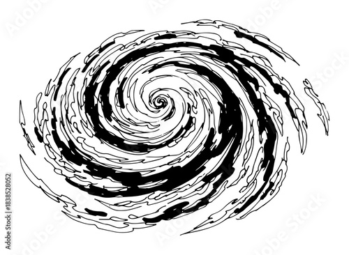 hurricane tornado vortex spiral top view black vector illustration