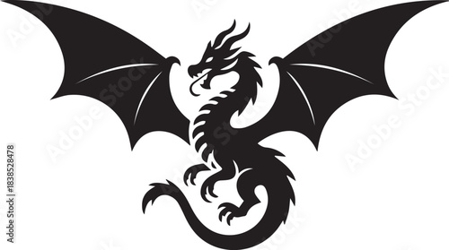black dragon on white background