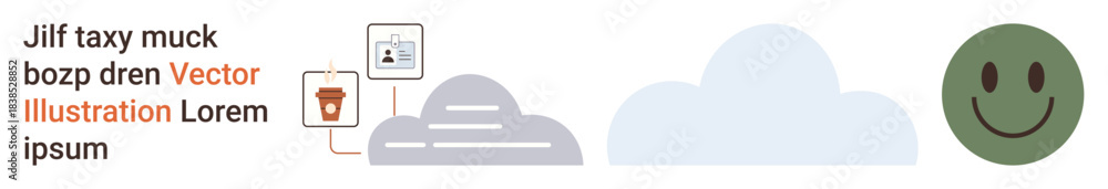 Fototapeta premium Cloud computing, data privacy, cybersecurity, digital storage, online security, emotions. Image a cloud, a lock icon and a happy face. Cloud computing and data privacy