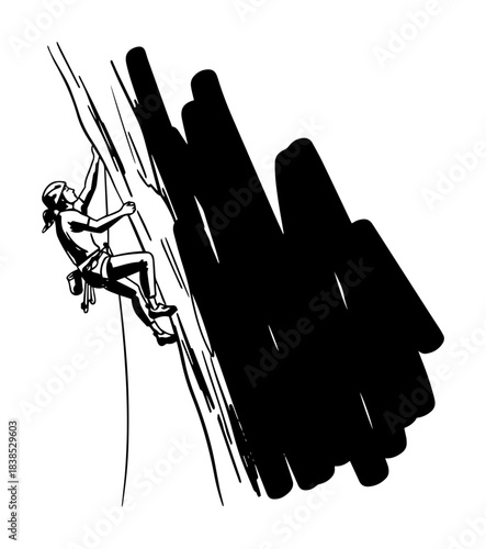rock climber scaling a cliff extreme sport vector illustration