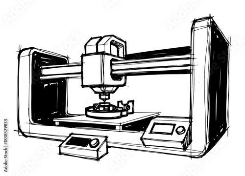 cnc milling machine precision manufacturing equipment vector shape silhouette illustration