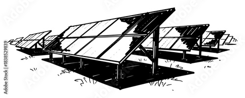 solar photovoltaic panel array renewable energy vector shape silhouette illustration