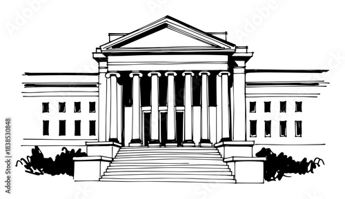 classical courthouse government building vector shape silhouette