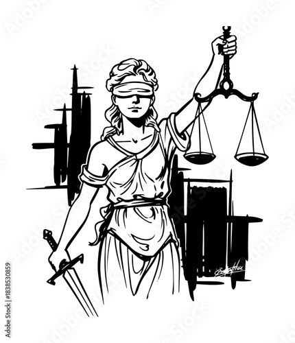 lady justice blindfold holding scales vector shape silhouette