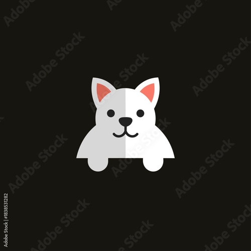 Cute cat icon logo flat vector design