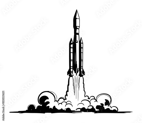 rocket launch space shuttle takeoff vector black shape