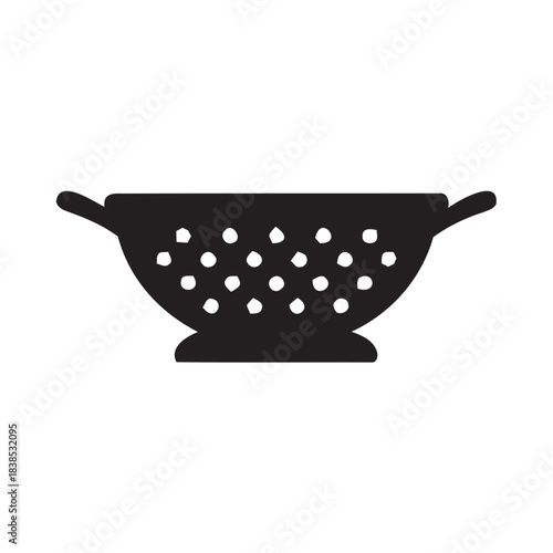 Colander Silhouette Icon for Kitchen and Food Preparation