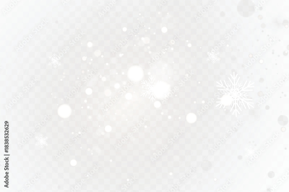 Fototapeta premium Sparkling golden particles, glowing bokeh lights isolated on dark transparent background 