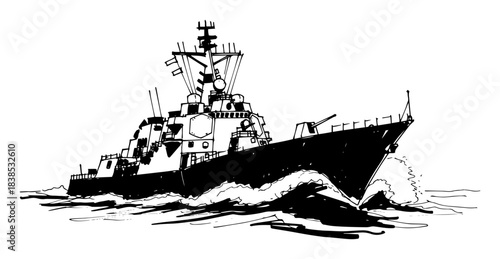 warship military navy vessel sketch vector