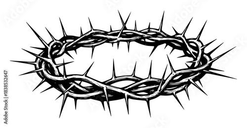 crown of thorns jesus passion sketch vector