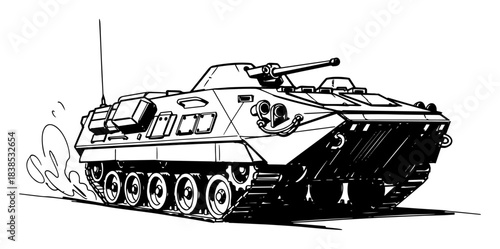 armored tank vehicle sketch vector