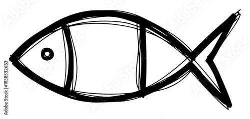 christian fish ichthys symbol sketch vector