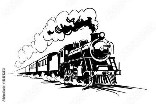 steam locomotive vintage train sketch vector