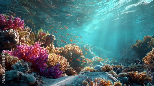 Fototapeta Naklejka Na Ścianę i Meble -  Underwater coral reef with fish