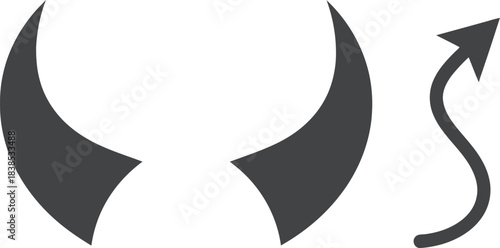 Devil Horns and Tail Icon for Halloween Design
