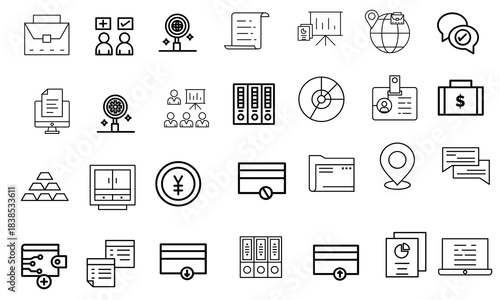 Print Management and business line icons set. Management editable stroke icons. Vector