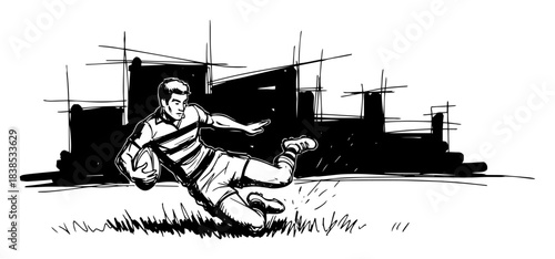 soccer player sliding tackle sketch vector