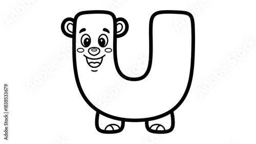 Playful bear alphabet u design for children's learning and activities