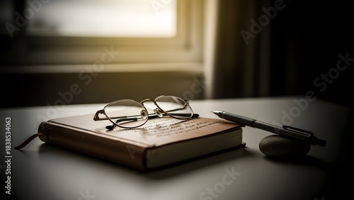 Soft vignette light on minimal object, storytelling of introspection