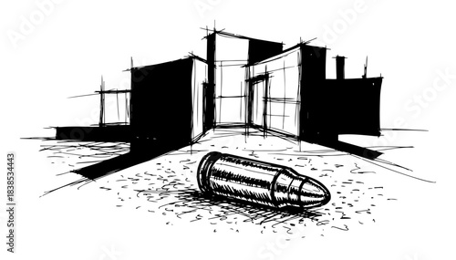 single bullet on the ground crime scene vector silhouette