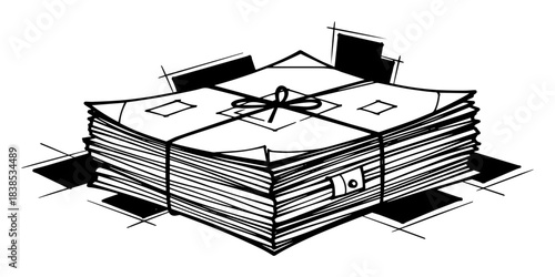 stack of money cash banknotes monochrome vector silhouette