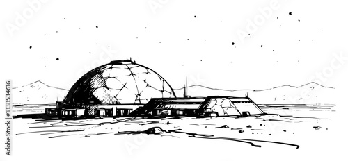 dome habitat lunar research base vector shape silhouette
