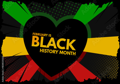 Black History Month Celebration Poster with Pan-African Colors and Heart Symbol